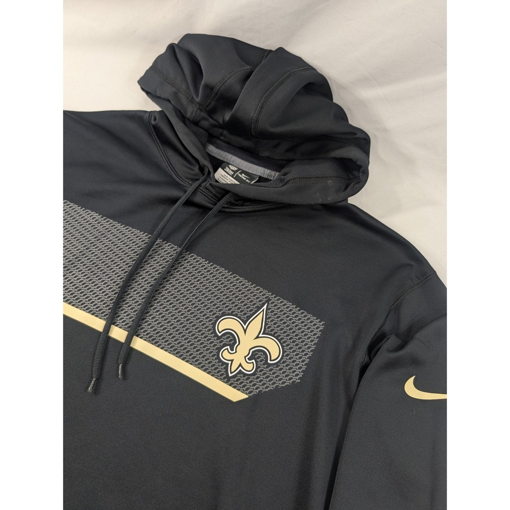 *Hole* New Orleans Saints Hoodie Large Black Nike Therma-Fit Pullover  NFL